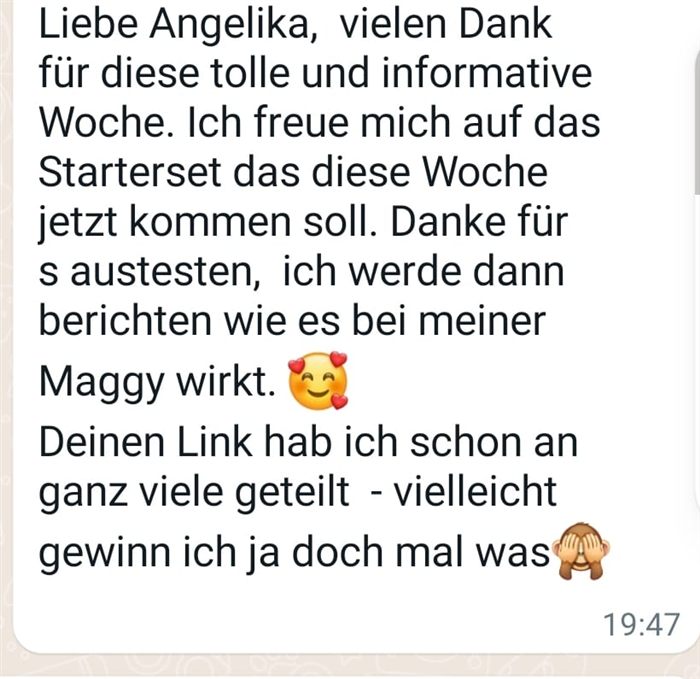 WhatsApp-Feedback einer Teilnehmerin