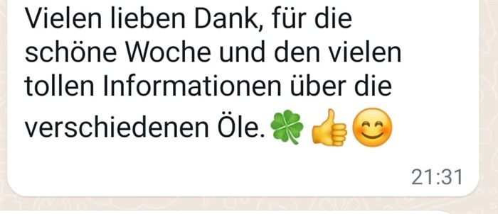 WhatsApp-Feedback einer Teilnehmerin