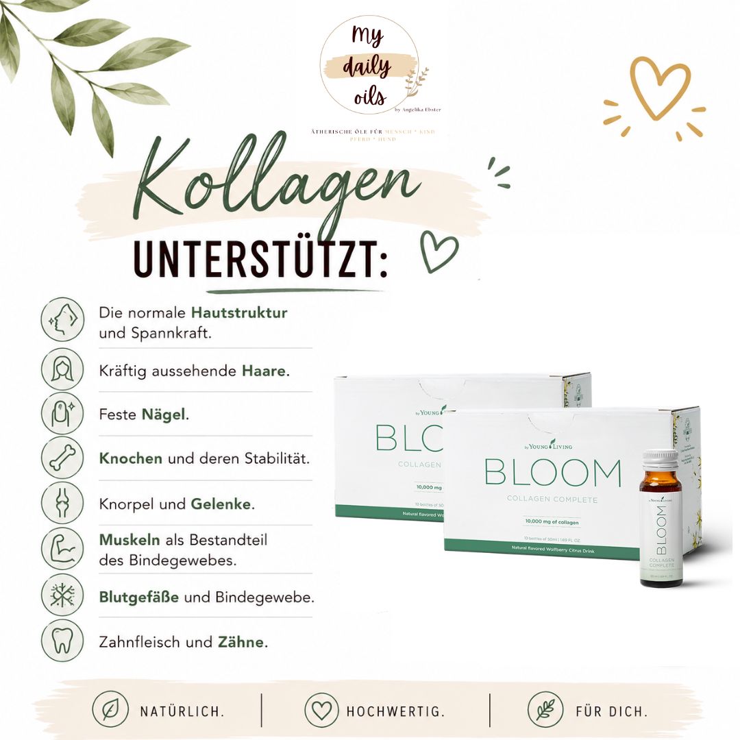 Kollagen unterstützt Hautstruktur, Haare, Nägel, Knochen, Gelenke, Muskeln, Bindegewebe, Zahnfleisch und Zähne