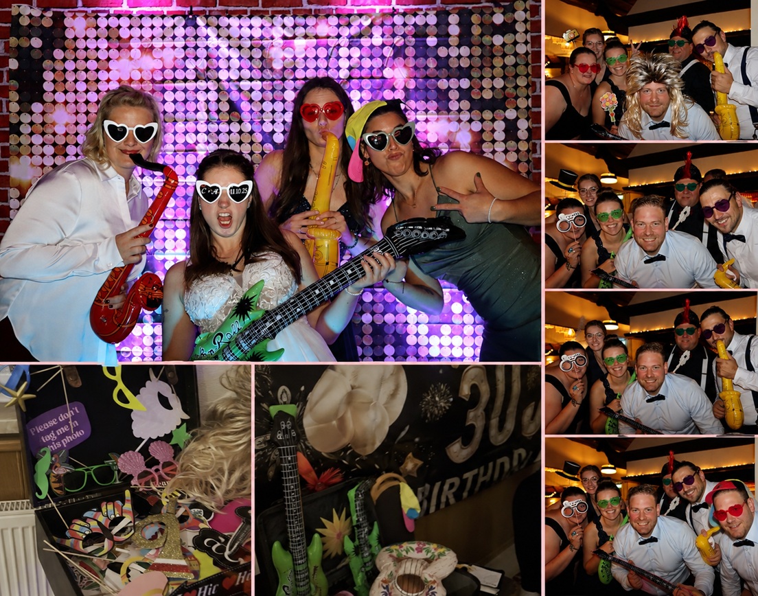 Fotobox mit Sofortbildern und lustigen Requisiten für Hochzeit, Firmenfeier und Events im Raum Halle Leipzig