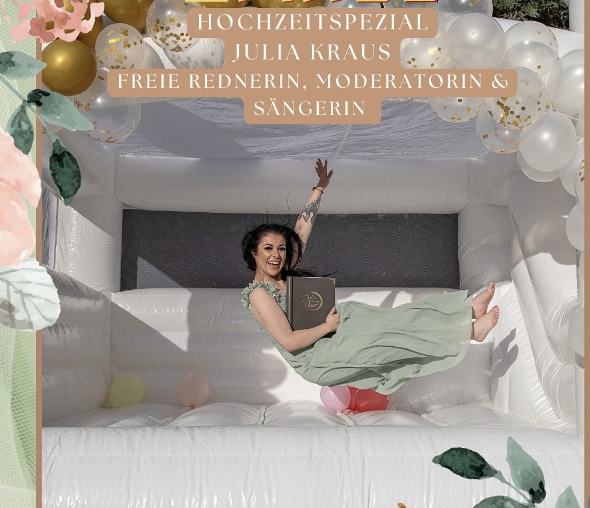Live-Sängerin auf weißer Hüpfburg als besonderes Event-Highlight für Hochzeit und Feier