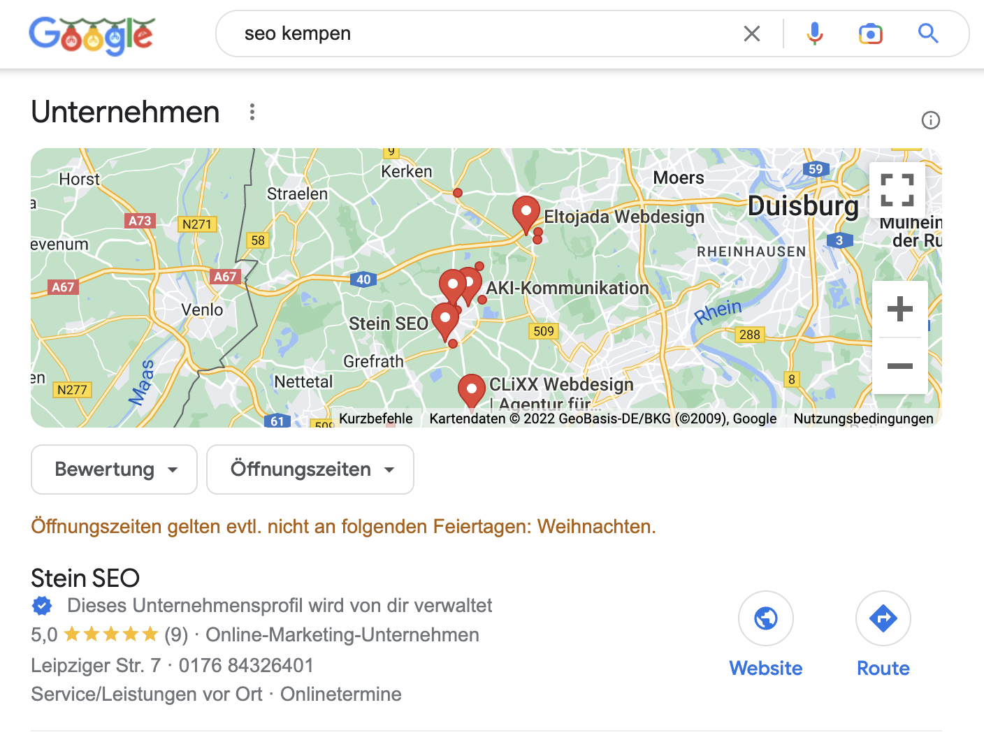 SEO Kempen Google Map