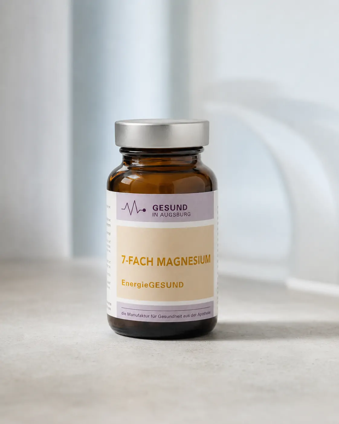 Braunglas mit 7-Fach Magnesium der Manufaktur für Gesundheit aus der Apotheke