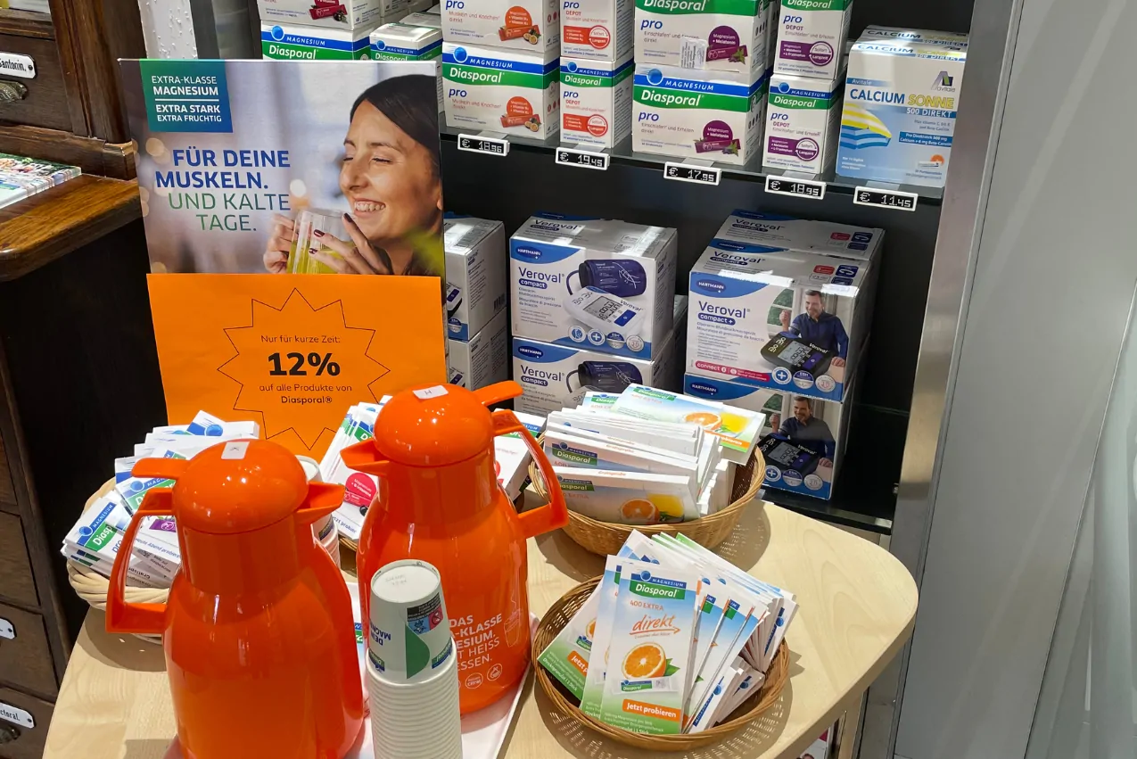Magnesium-Ausschank in der Ludwigs Apotheke. Wir freuen uns auf Ihren Besuch!