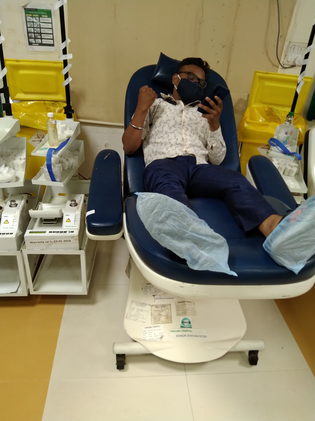 A donor station prepared for a UUF-supported blood donation event
