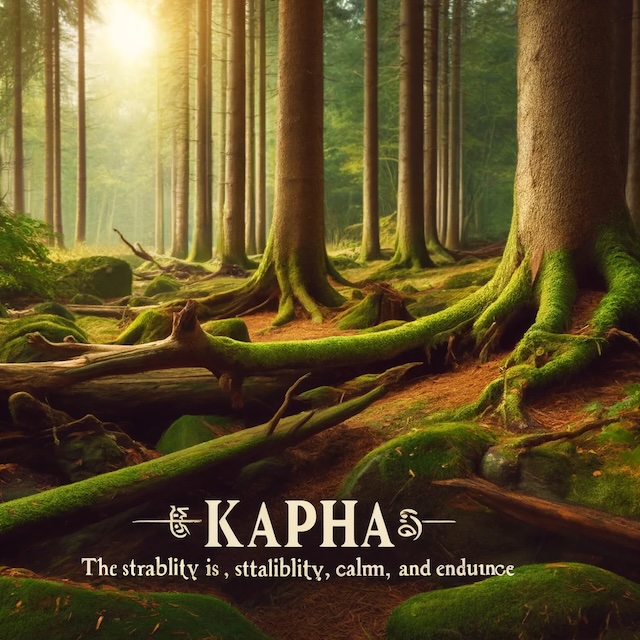 Eine friedliche Waldszene, die die Kapha-Konstitution symbolisiert, die für ihre Stabilität, Gelassenheit und Ausdauer bekannt ist Kopie.jpg