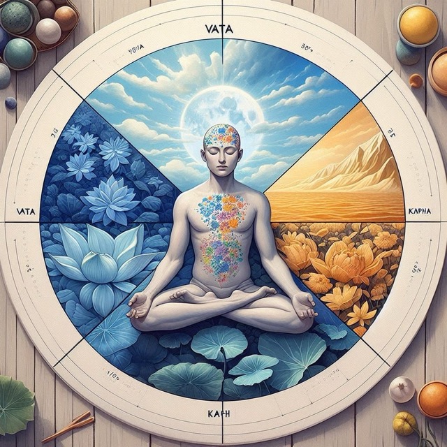 Vitaminds - Ein Kreisdiagramm, das die Anteile von Vata, Pitta und Kapha darstellt