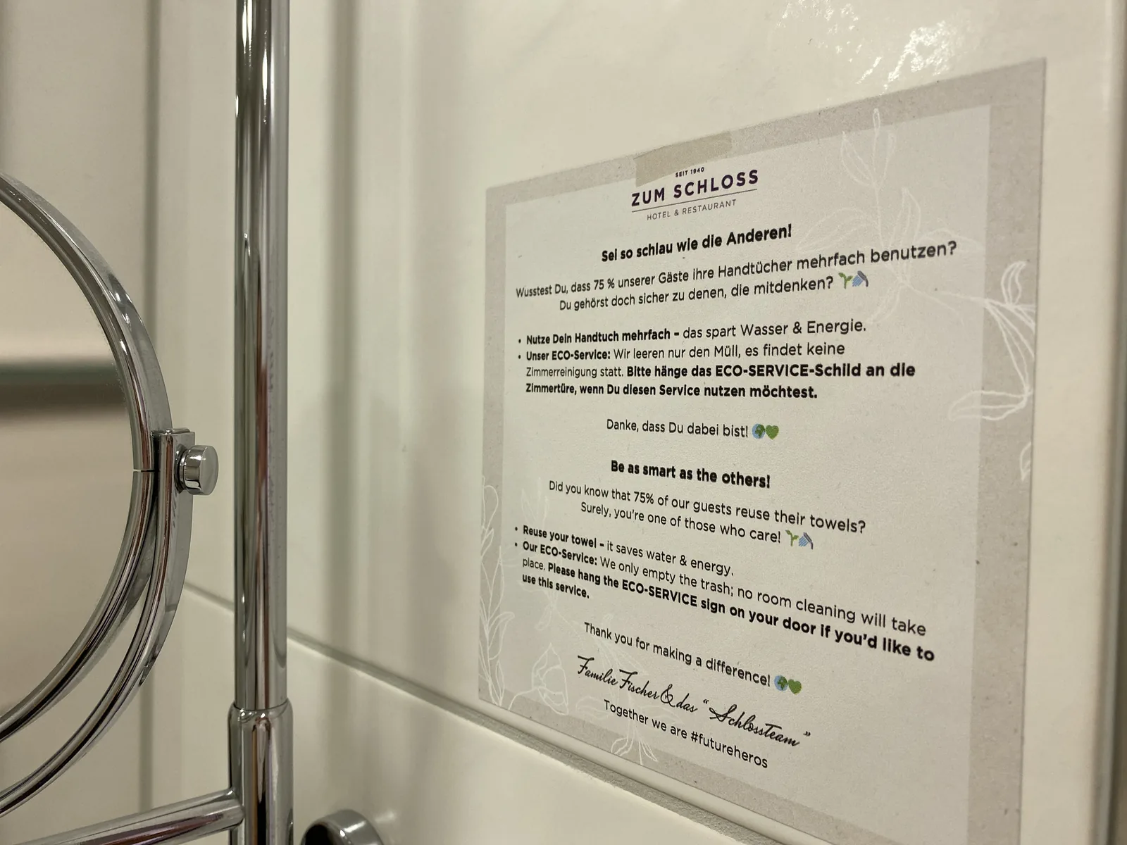 Hinweis zum ECO-Service im Badezimmer