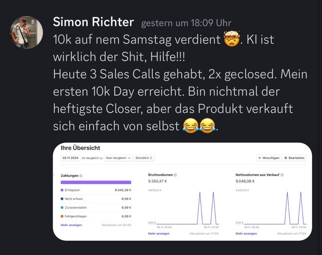 Community-Post: Erster 10k-Tag mit zwei abgeschlossenen Sales Calls