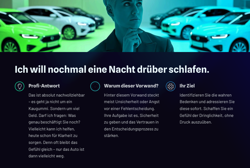 Vorwände im Autohaus und die passende Antwort