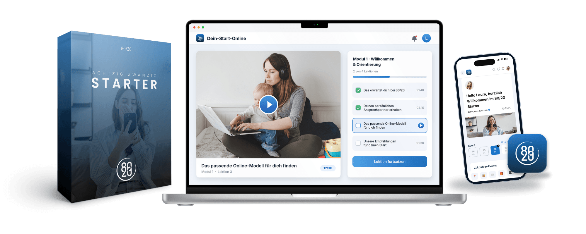 Der Kurs „Dein Start Online“ auf Laptop und Handy