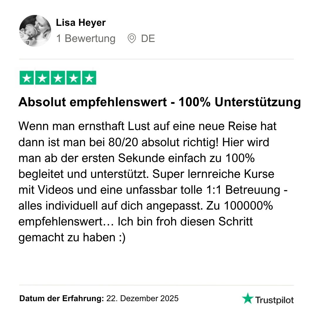 Bewertung bei Trustpilot über das 80/20 System