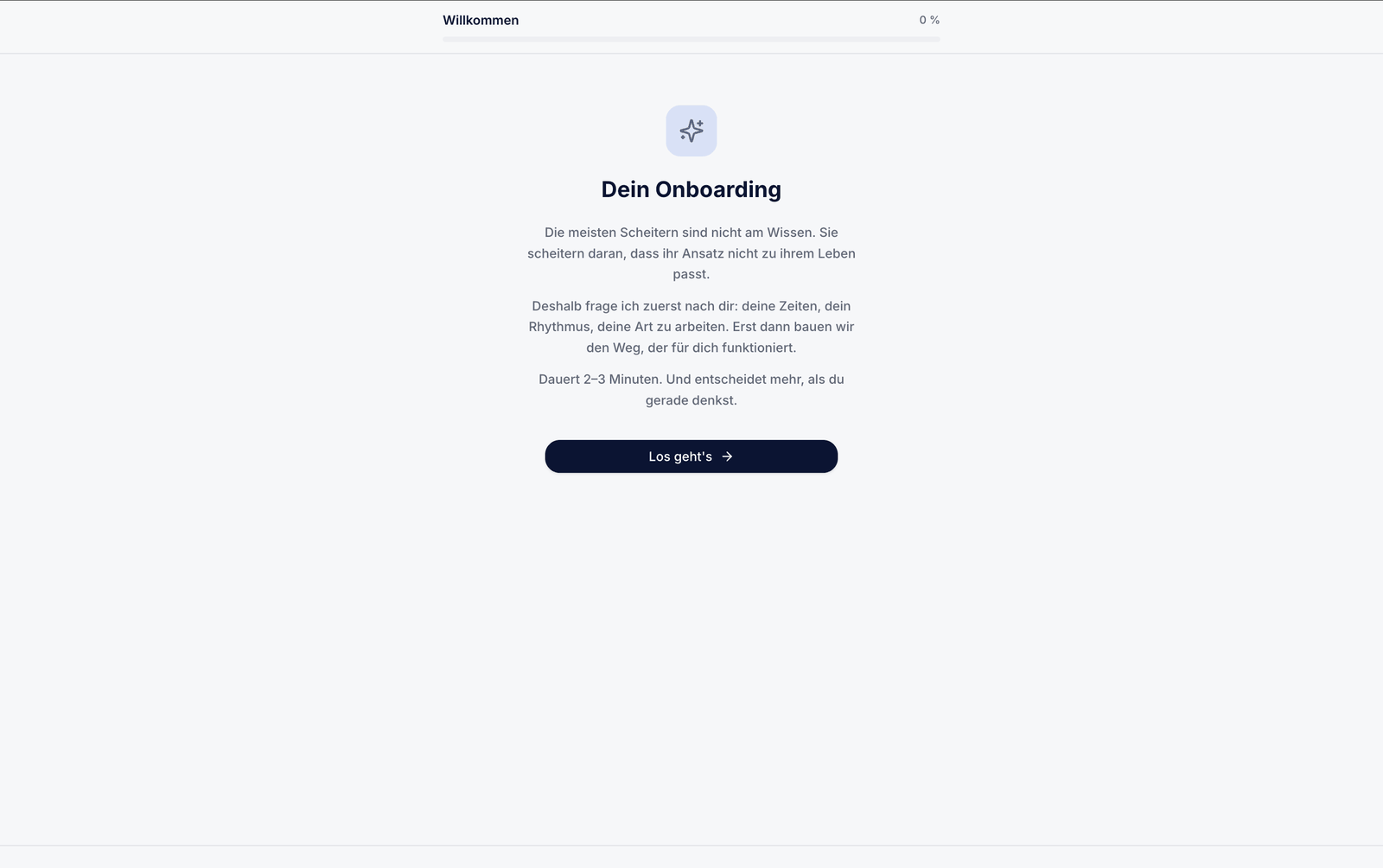 Onboarding-Quiz Startseite