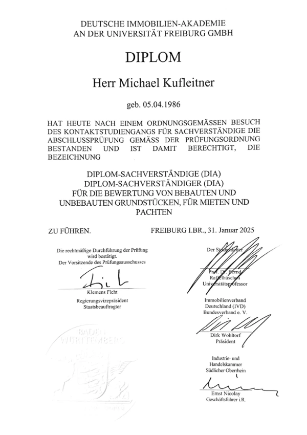 DIA Abschluss Diplom-Sachverständiger