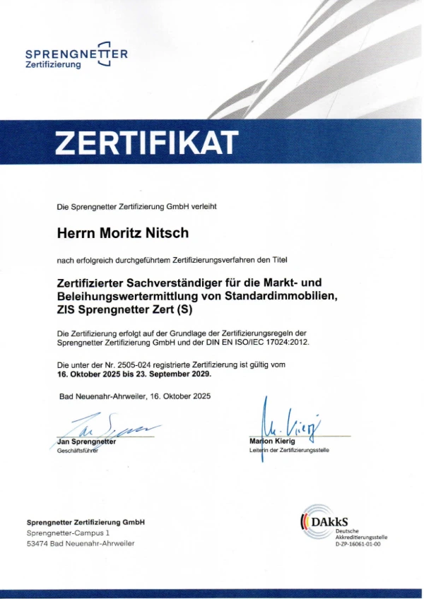 Sprengnetter zertifizierter Sachverständiger Moritz Nitsch