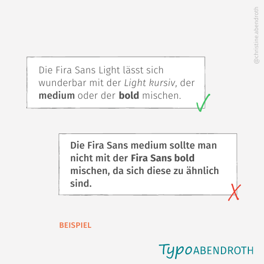 Typografie Schriftkombination - 1. Faustregel: Was ist eine Schrift-Familie? - Beispiel Fira Sans