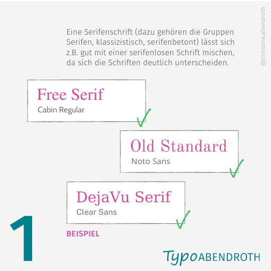 Typografie Schriftkombination: 2.-Faustregel unterschiedliche Schriften mischen - Beispiel 1