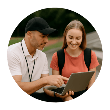 Sportler Nachhilfe Online Lehrer Schüler Laptop