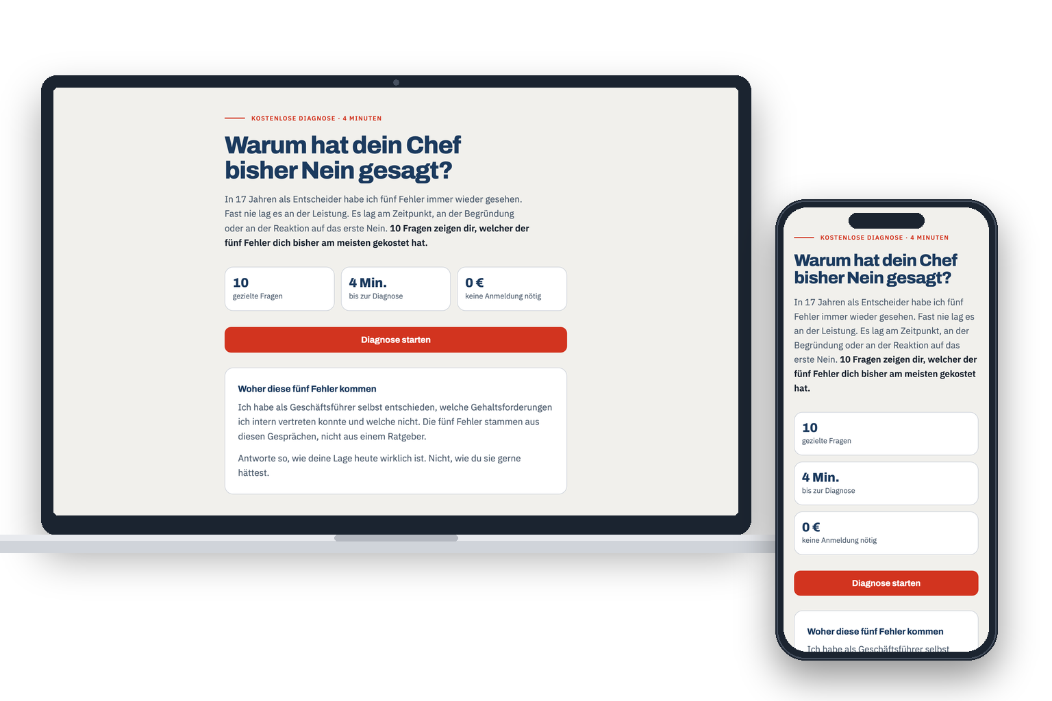 Diagnose: Warum hat dein Chef bisher Nein gesagt? Auf Laptop und Smartphone