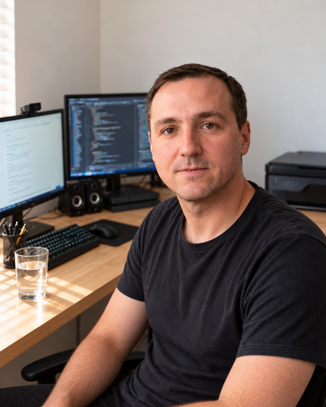 Persönliches Porträt von Christian in seinem Homeoffice
