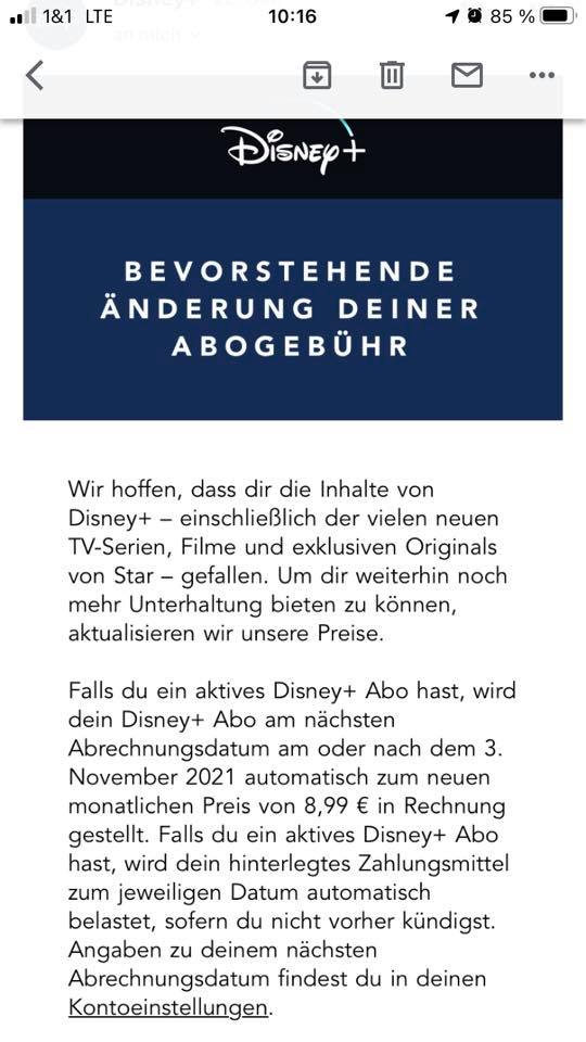 Preiserhöhung bei Disney Plus