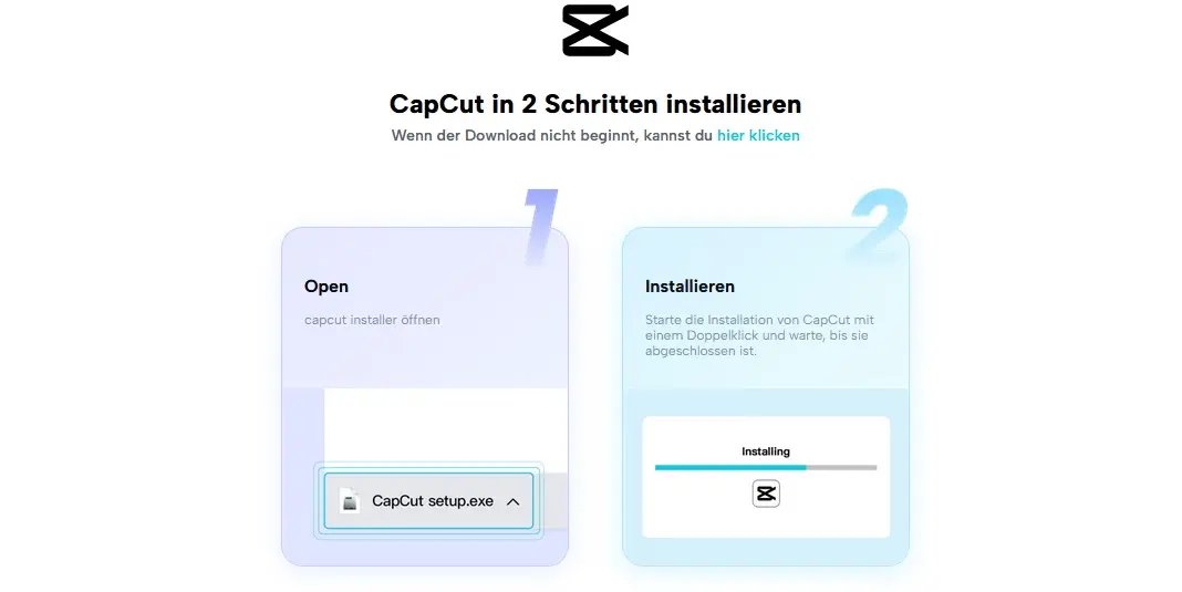 Screenshot CapCut Installationsanleitung 