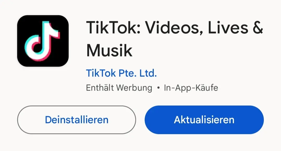 Screenshot vom App Store zur Aktualisierung der Tiktok App