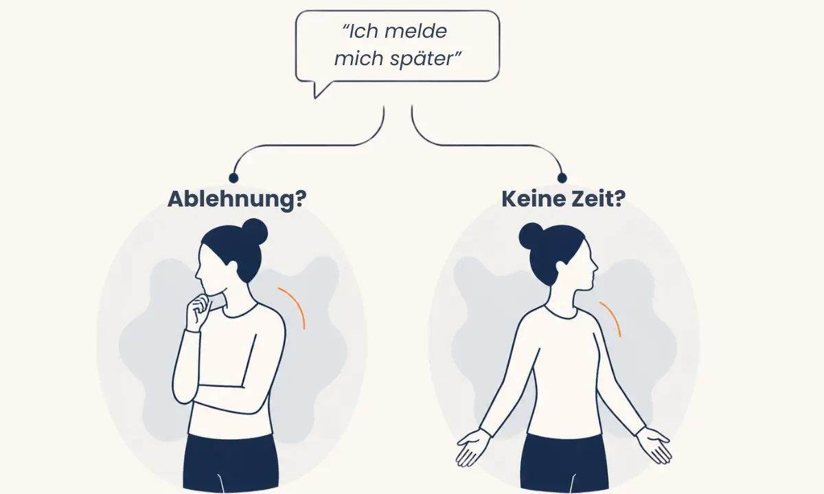 Die Nachricht ‚Ich melde mich später‘ kann als fehlendes Interesse oder als Zeitmangel gedeutet werden