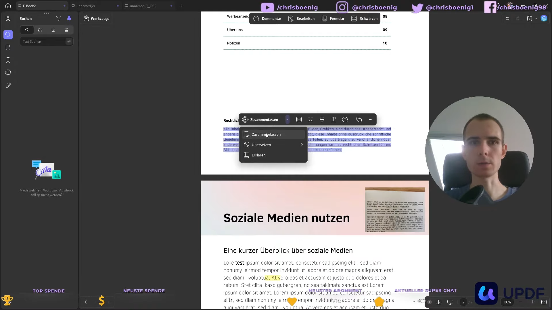 Screenshot der KI-Zusammenfassung mit markiertem Text