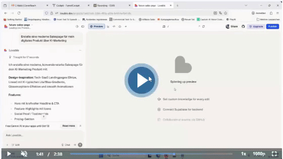 Screenshot der Chat-Oberfläche mit Prompt-Eingabe und Vorschau