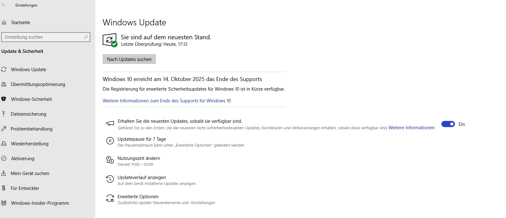 Sicherheitseinstellungen in Windows