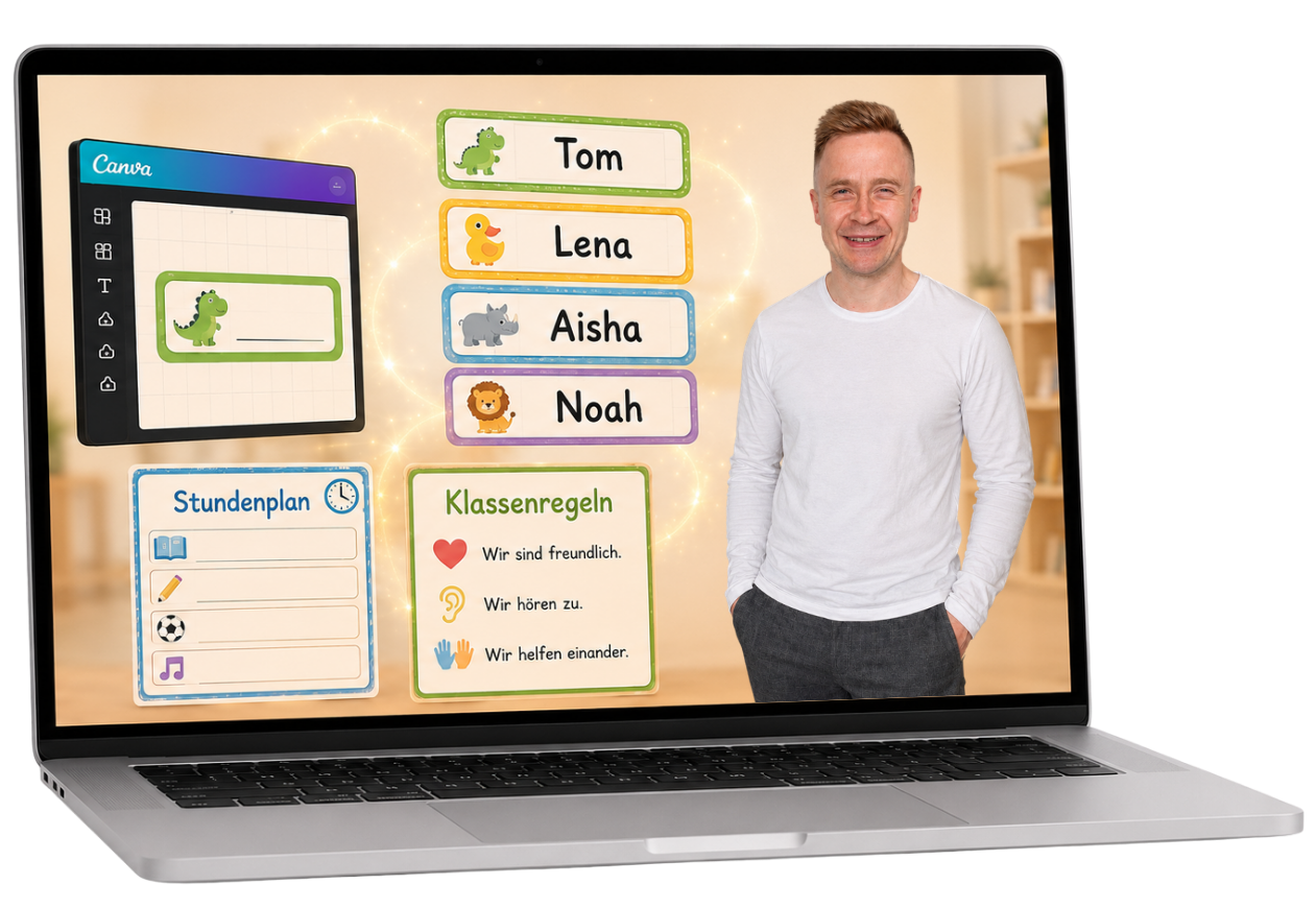 Namensschilder, Stundenplan und Klassenregeln