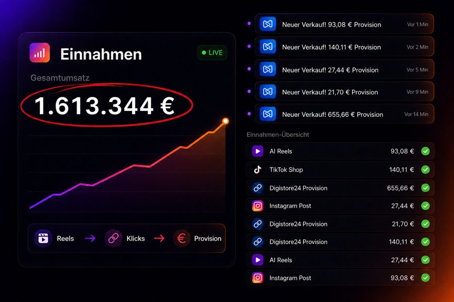 Einnahmen-&Uuml;bersicht: Gesamtumsatz und laufende Provisionen