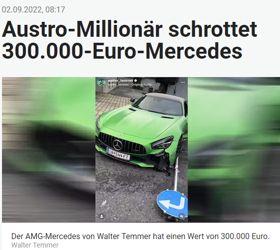 Walter Temmer schrottet 300.000 Euro Mercedes