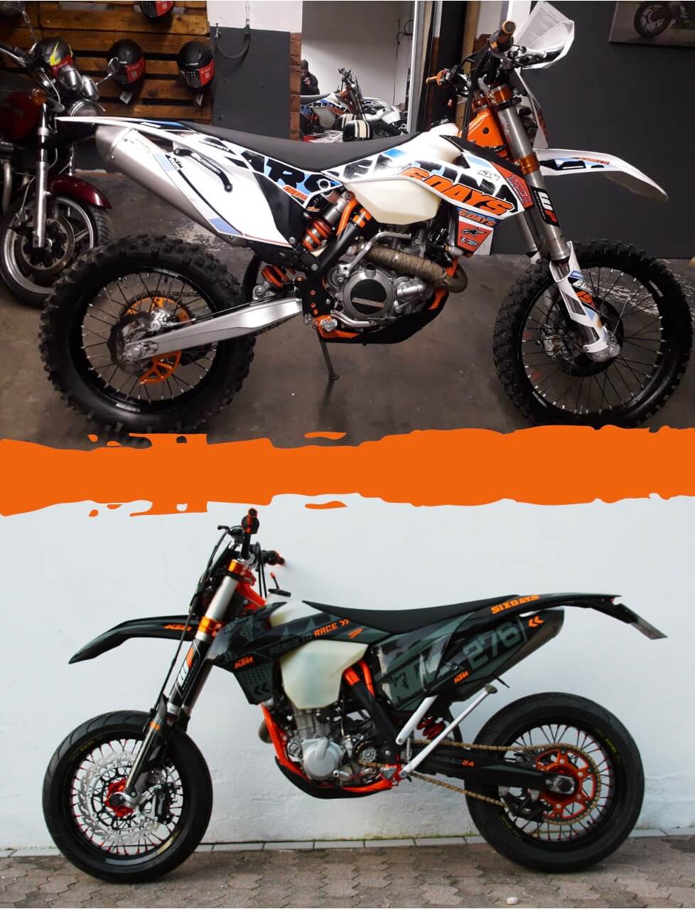 KTM EXC Supermoto Umbau Vorher-Nachher