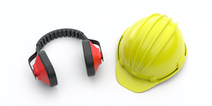 Gehörschutz und Helm Arbeitsschutz