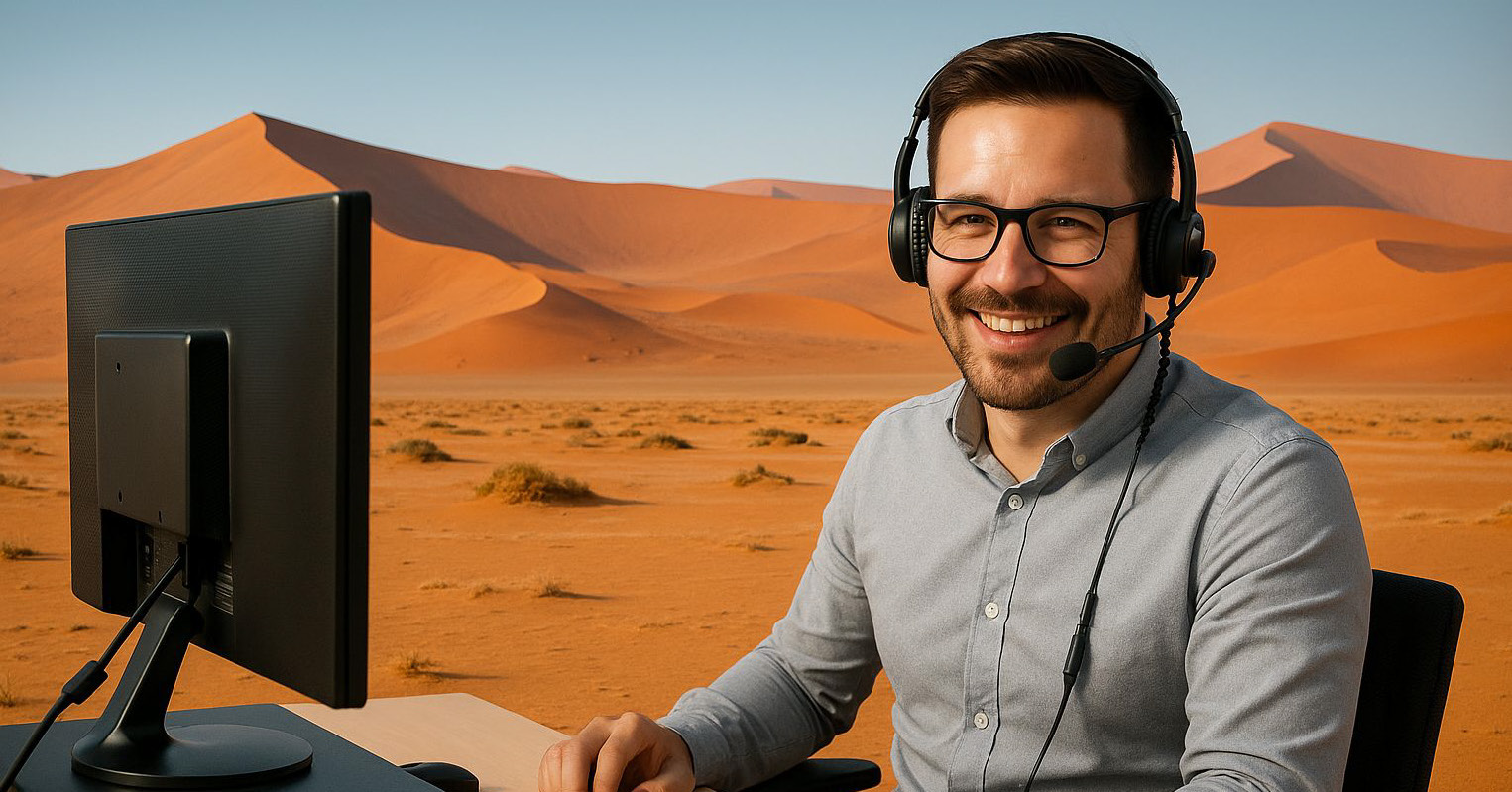 Telefonverkäufer in der Wüste