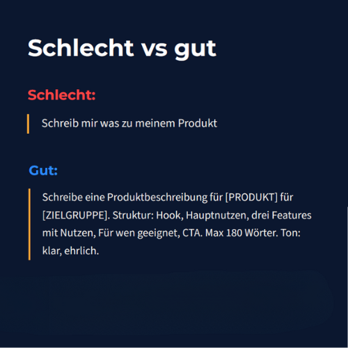 Schlecht vs Gut Beispiel