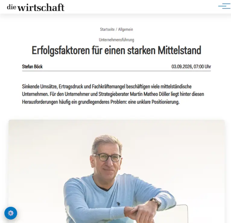 Bericht in Die Wirtschaft: Erfolgsfaktoren für einen starken Mittelstand