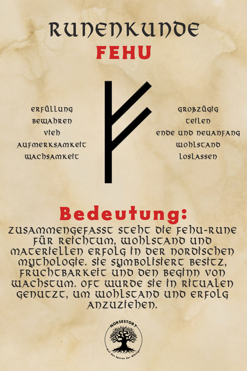 Nordische Rune der Wikinger Fehu