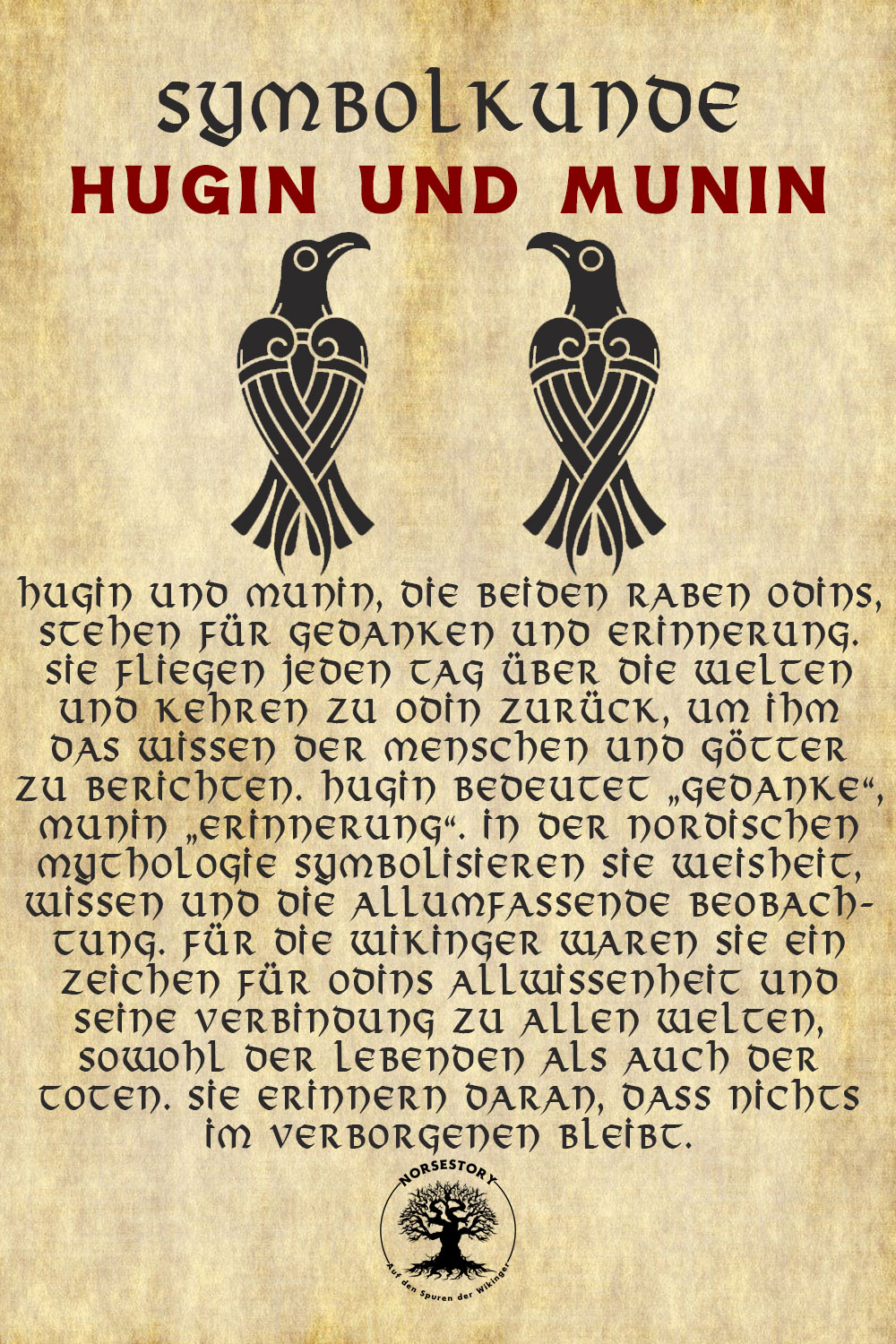 Symbole der Nordischen Mythologie und Wikinger: Hugin und Munin