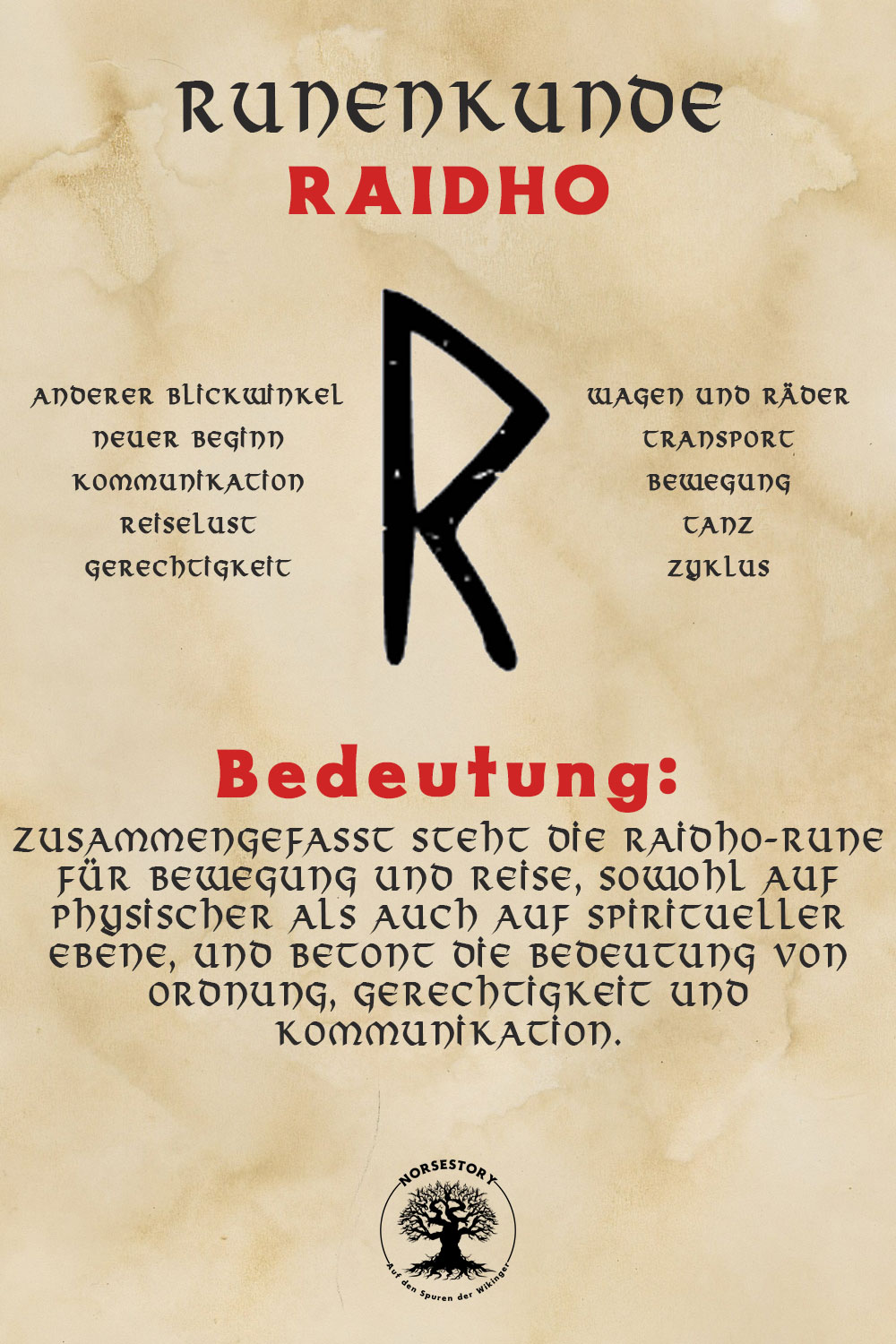 Nordische Rune der Wikinger Raidho