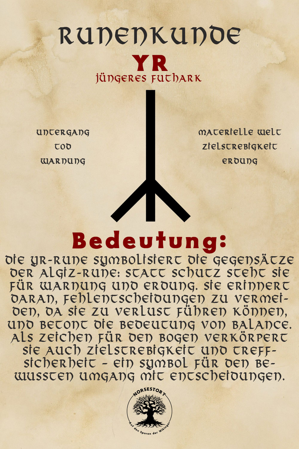 Nordische Rune der Wikinger Jüngeres Futhark Yr Rune