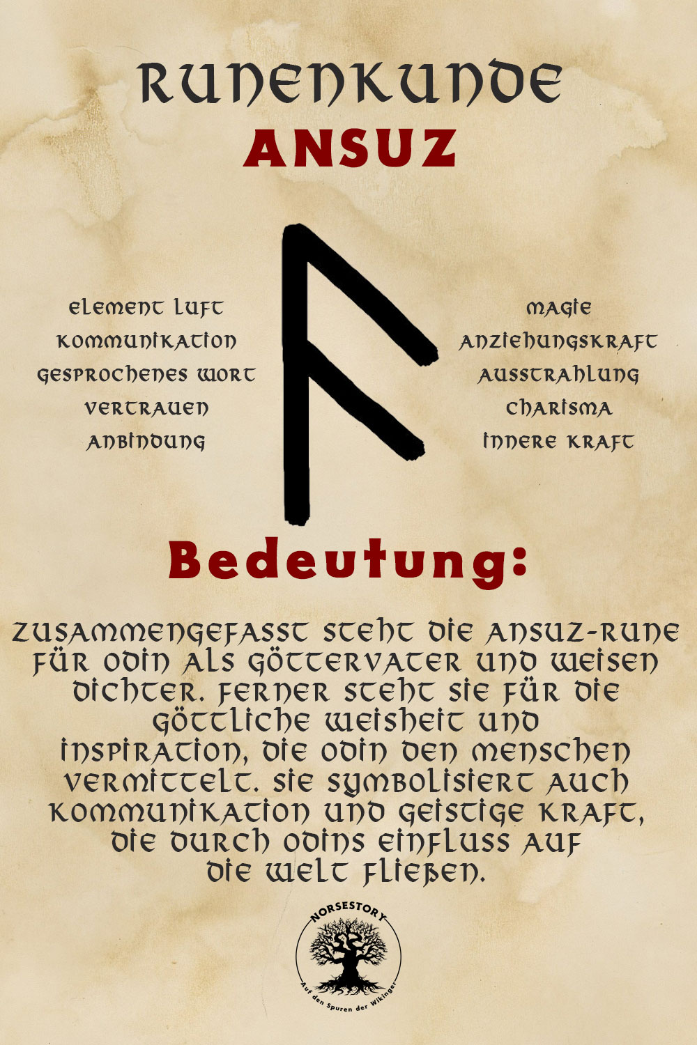 Nordische Rune der Wikinger Ansuz