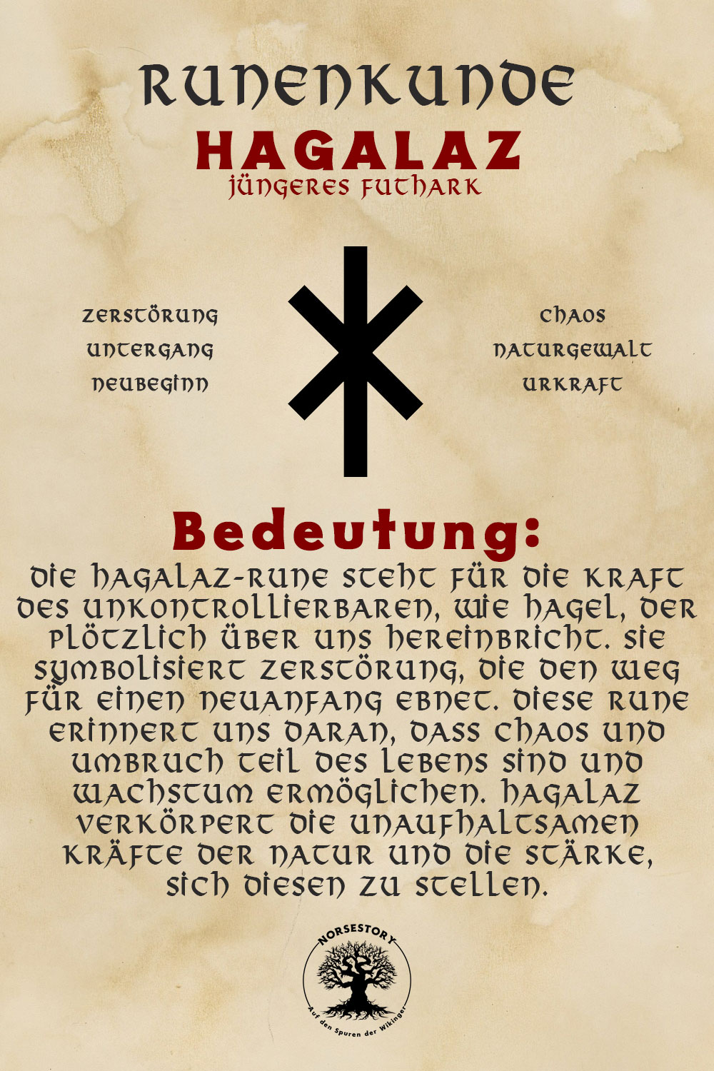 Nordische Rune der Wikinger Jüngeres Futhark Yr Hagalaz