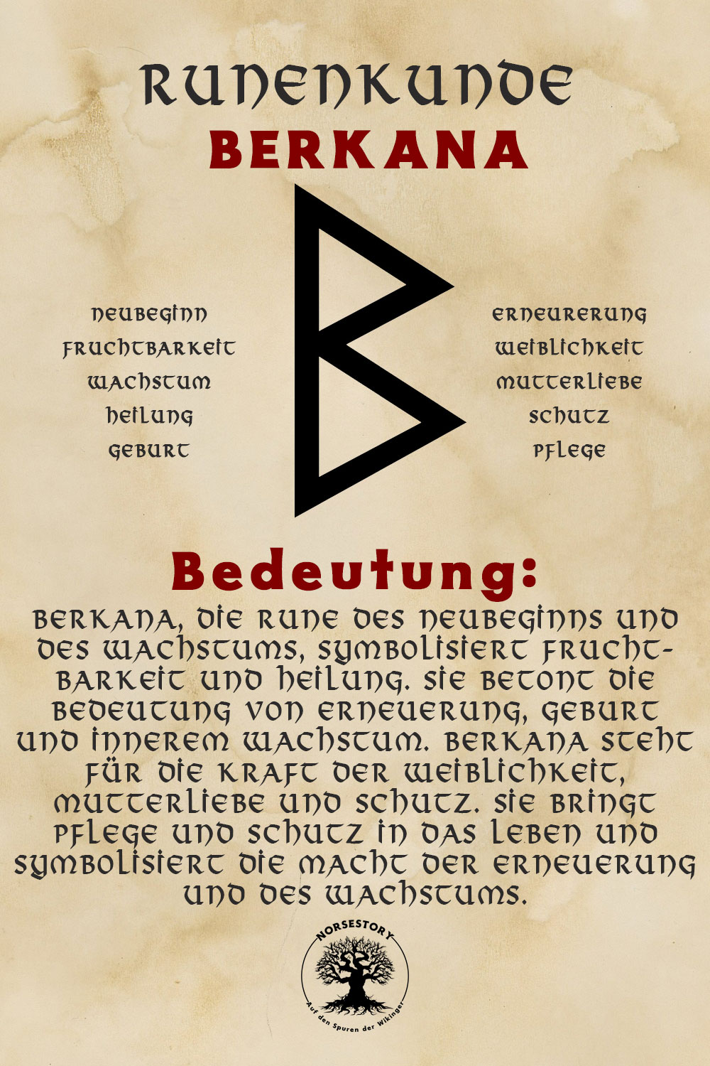 Nordische Rune der Wikinger Berkana