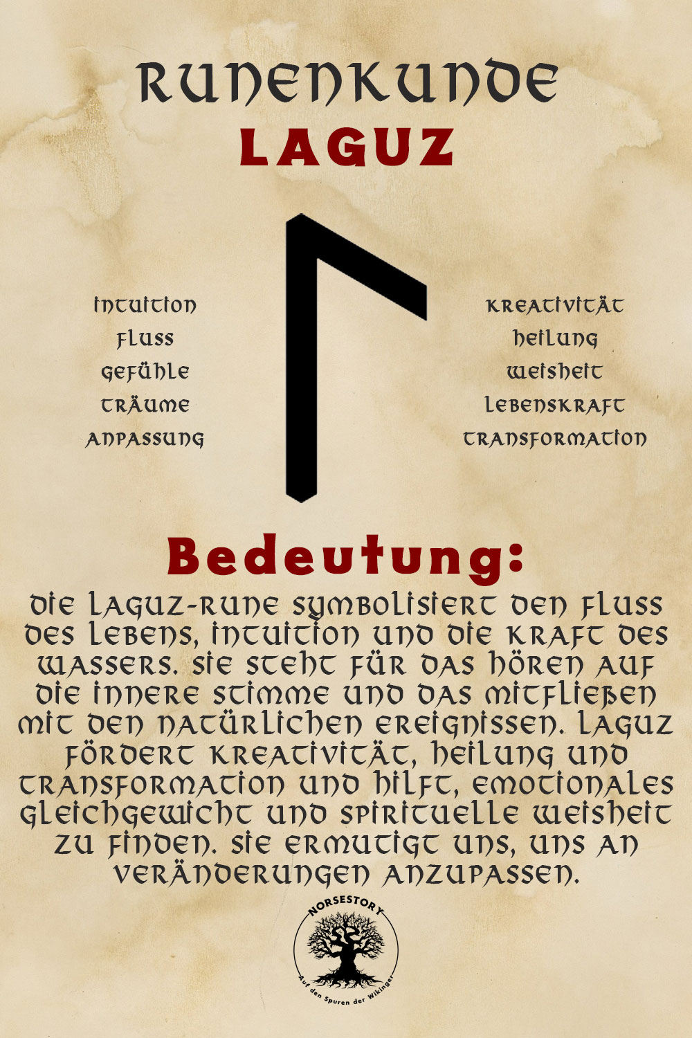 Nordische Rune der Wikinger Laguz