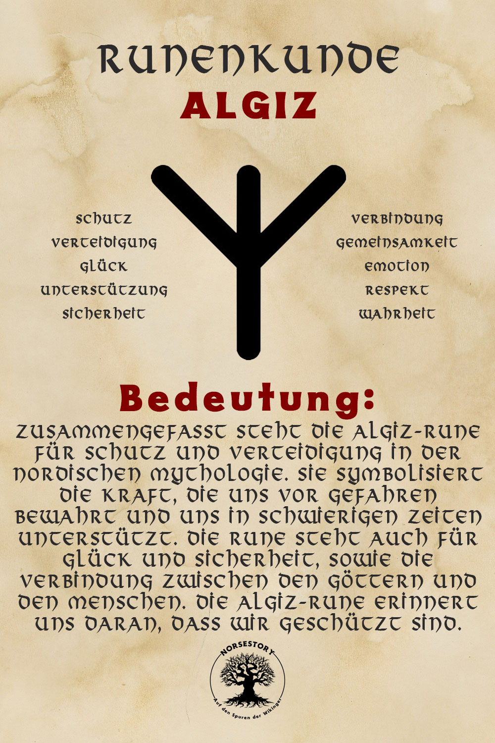 Nordische Rune der Wikinger Algiz