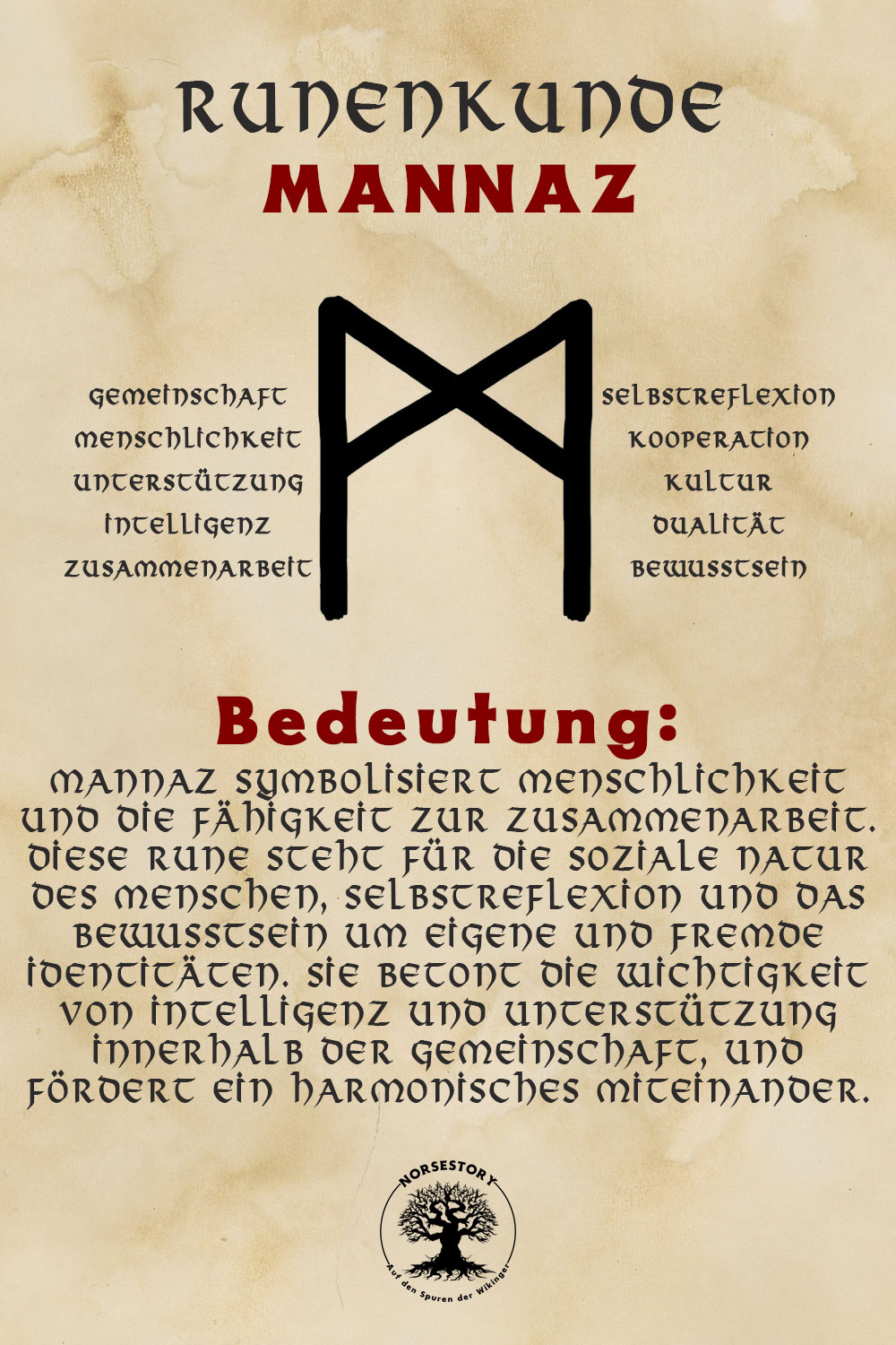 Nordische Rune der Wikinger Mannaz