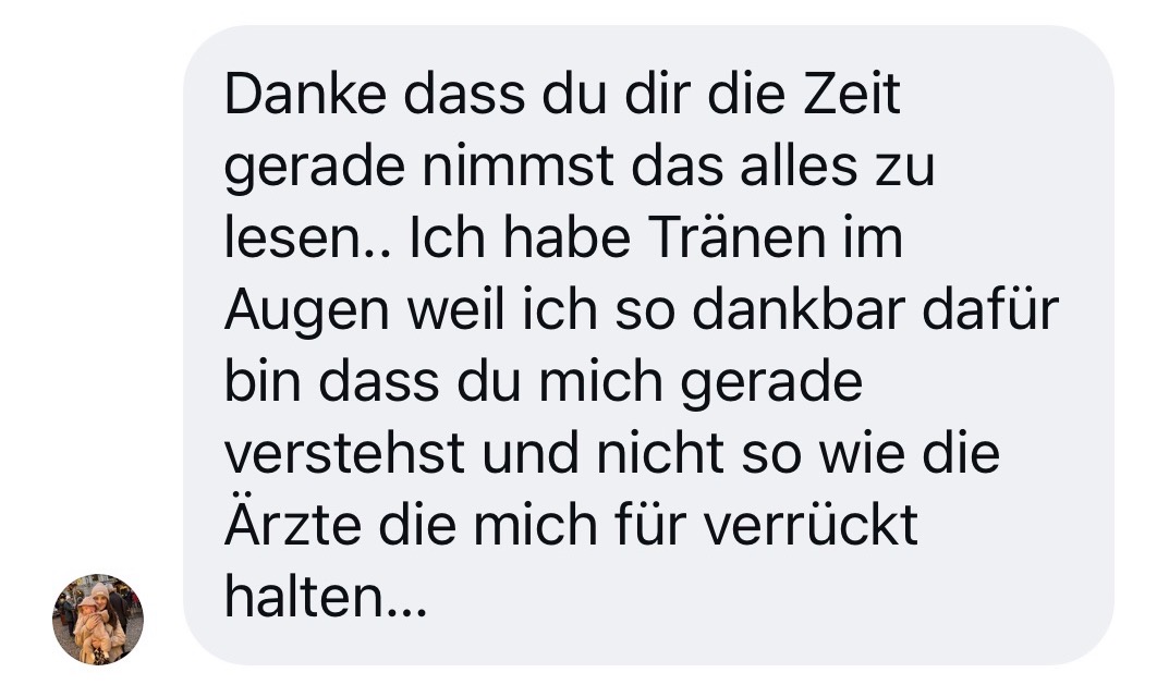 Instagram-Nachricht: Danke, dass du mich verstehst und nicht so wie die Ärzte, die mich für verrückt halten